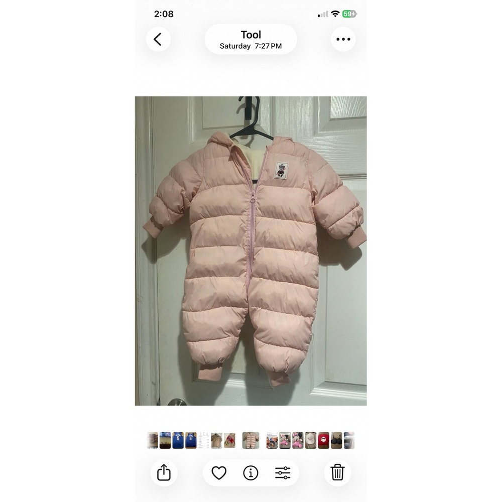 Pink Kids Unbranded Puffer Snowsuit Bunting 6/9 mos.